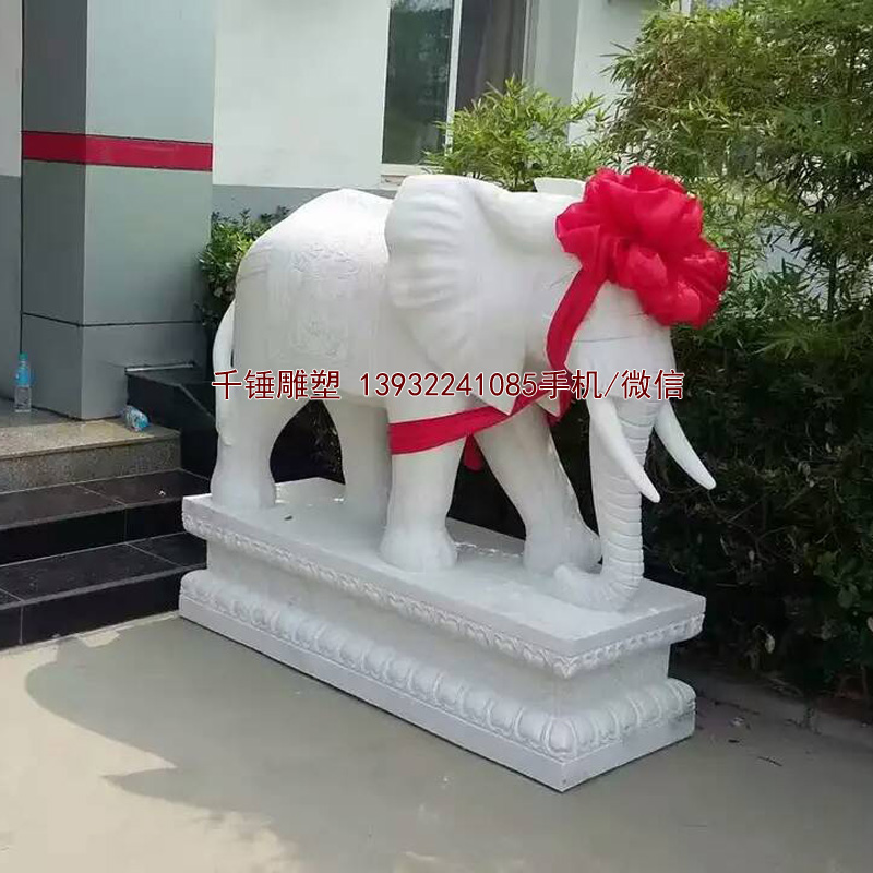 沧州市森林生态园门口汉白玉石雕大象安装现场