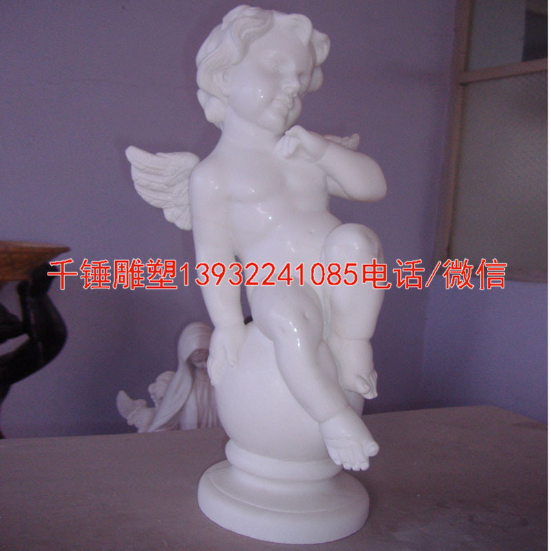 小天使雕塑，精品汉白玉石雕欧式小孩雕刻