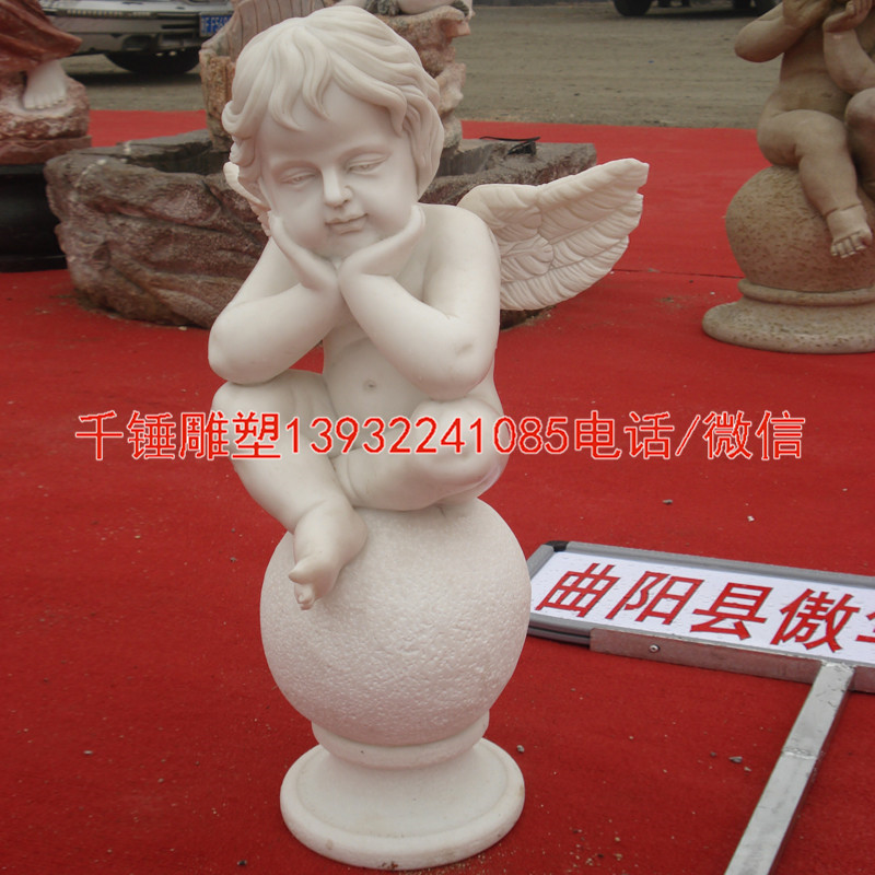 小天使人物雕塑摆件，石材雕刻厂