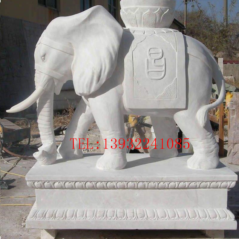 精品石雕汉白玉动物仿真大象雕塑园林雕塑摆件