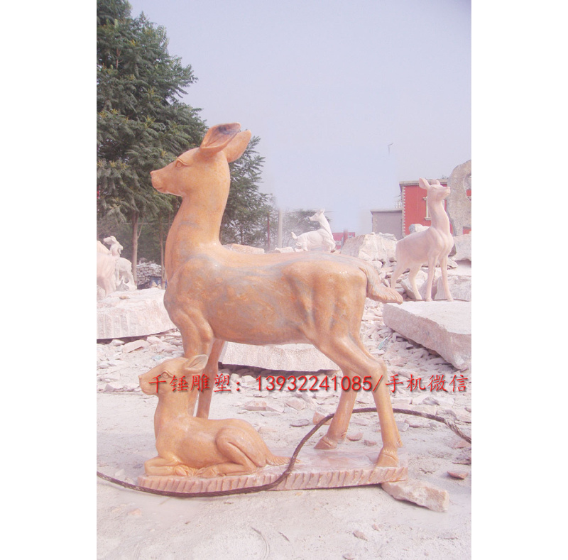 石雕加工定制做鹿雕塑长颈鹿麋鹿梅花鹿厂家直销