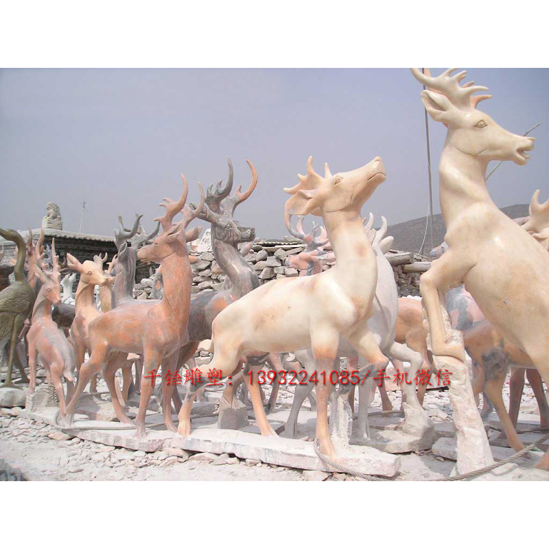 加工定制做动物石雕雕塑小品摆件鹿雕塑厂家直销