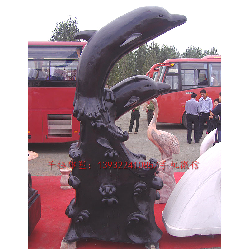 曲阳雕刻厂专业加工定制做海豚雕塑海洋生物